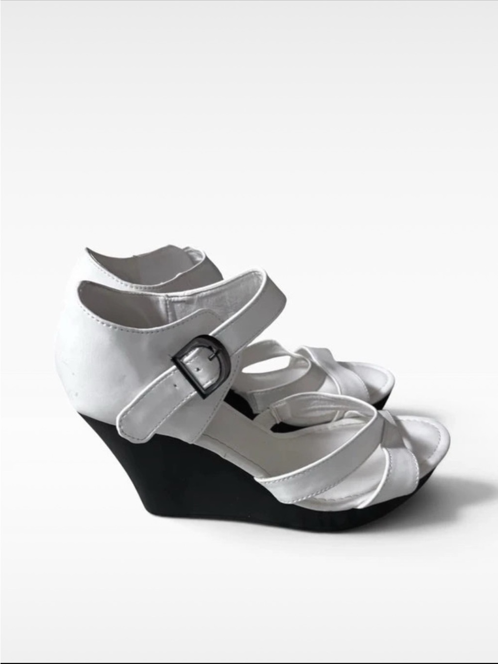Women's White Ankle-Strap Wedge heels